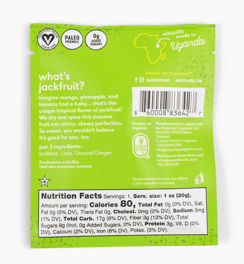 Ginger Lime Jackfruit (Minis!) - 12 pack – Amazi Foods Ginger Lime Jackfruit (Minis!) - 12 pack – Amazi Foods